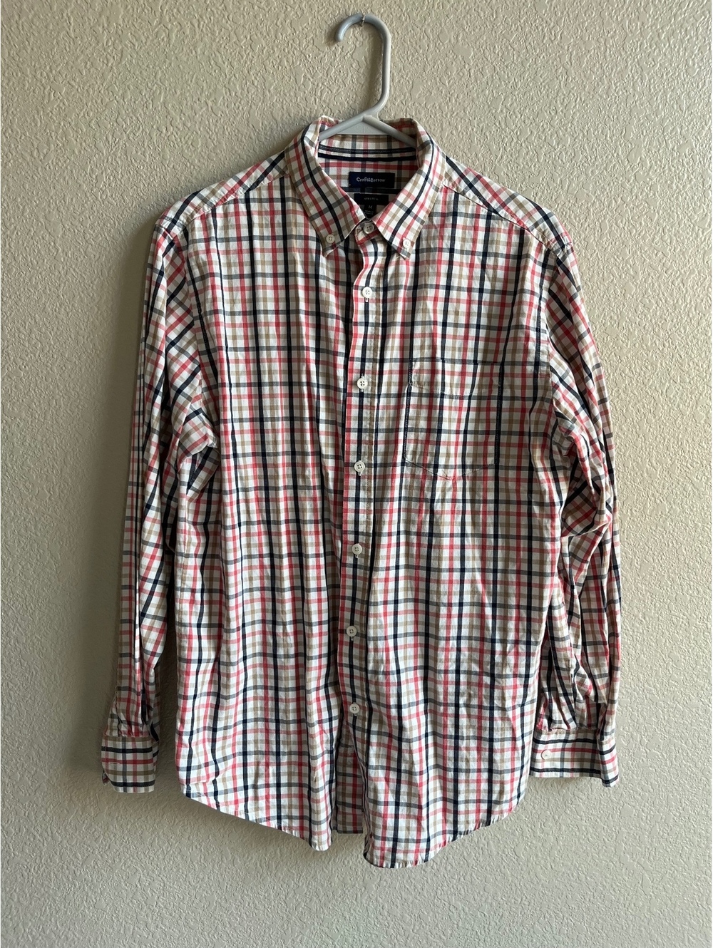 Croft & Barrow Men's  Button-Down Shirt, Medium, Multi-Color Plaid Thanksgiving
